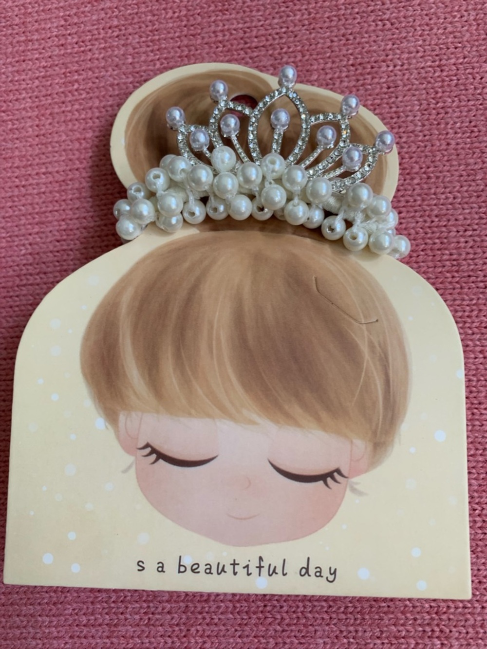 Pearl Crystal Tiara Hair scrunchie for Kids - White